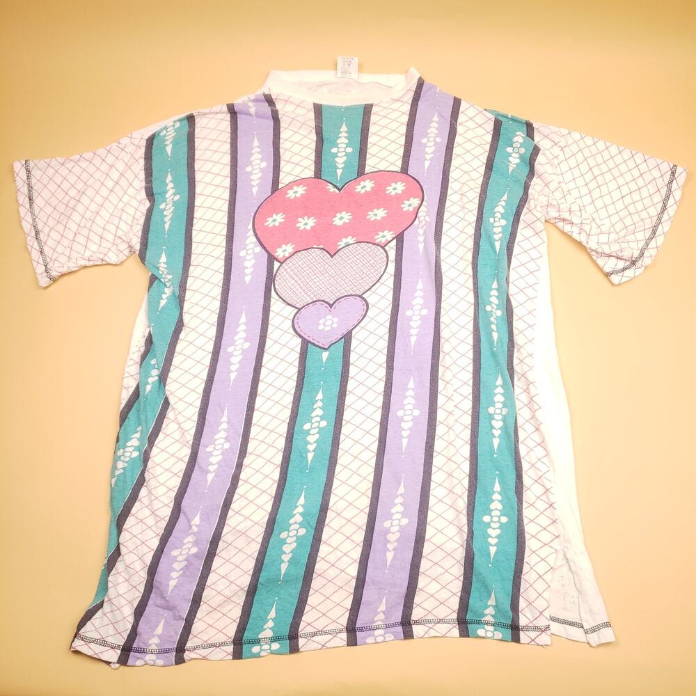 Vintage 90s Wild Orchid Ladies Fun Night Shirt All Over Print Sleep Wear OSFA